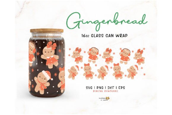 Download Gingerbread SVG Christmas Glass Can Wrap - Gingerbread svg Collection